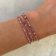 2mm Signature Bracelet with Pink Tourmaline and Rondelles-Karen Lazar Design-5.75-Yellow Gold-Karen Lazar Design