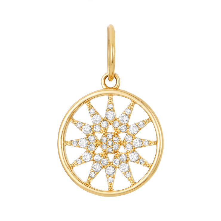 Pave Hollow Compass Charm