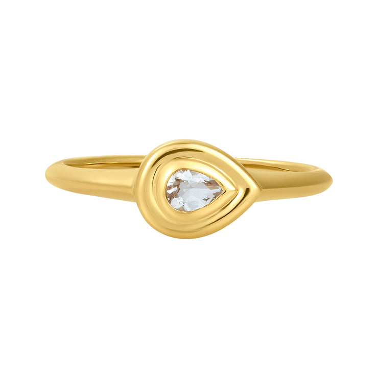 Heirloom Bezel Pear White Topaz Ring