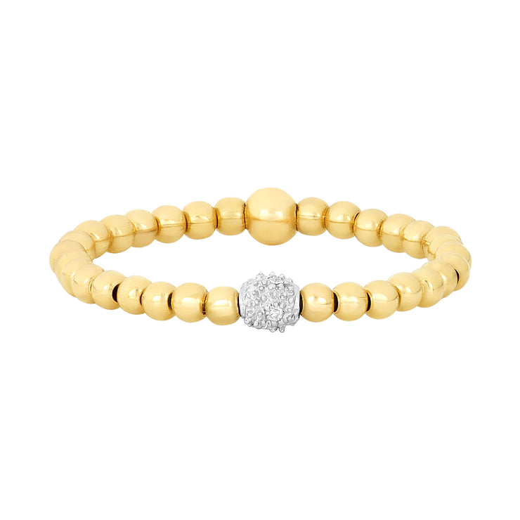 2MM Signature Ring with 14K Pave Diamond Bead-Rose Gold Filled Ring-Karen Lazar Design-3-Yellow Gold-Karen Lazar Design