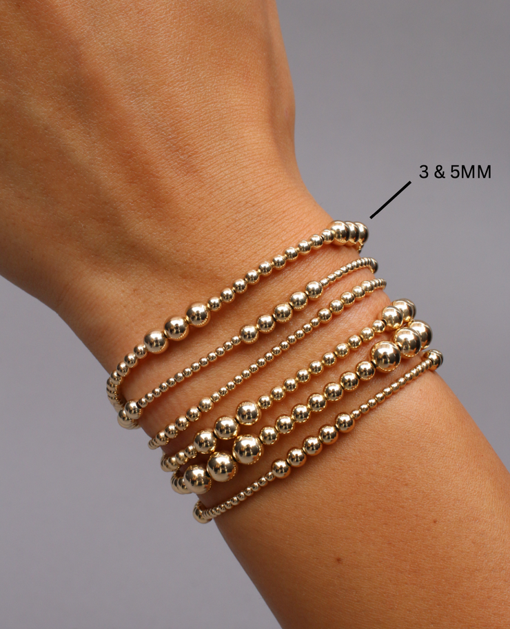 3 & 5mm Pattern Signature Bracelet-signature bracelet-Karen Lazar Design-5.75-Yellow Gold-Karen Lazar Design