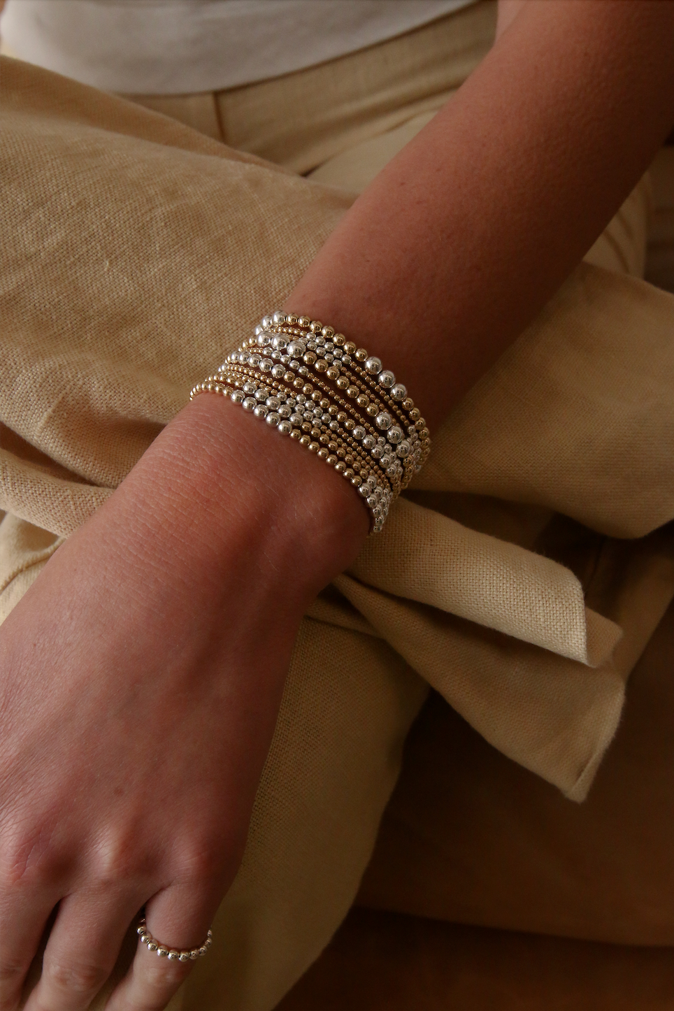 2MM Yellow Gold Filled Bracelet with 3MM Sterling Silver – Karen