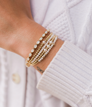 3MM Signature Bracelet with Single White Pearl-Yellow Gold Filled Bracelet-Karen Lazar Design-5.75-Yellow Gold-Karen Lazar Design