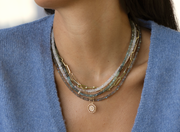 Moss Aqua with Pave Diamond Rondelle Necklace-Gold Filled Bracelet-Karen Lazar Design-16-18"-Karen Lazar Design