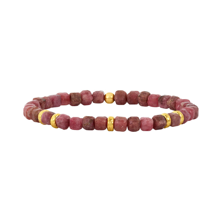 Thulite and Rondelle Pattern Bracelet-Gold Filled Bracelet-Karen Lazar Design-5.75-Karen Lazar Design