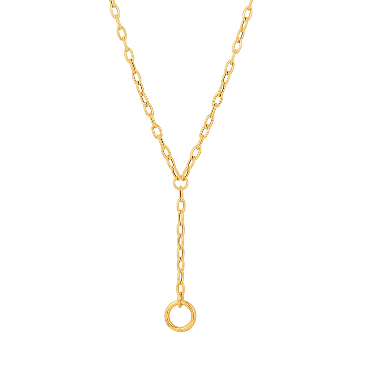 Link Lariat Necklace with a Charm Extender