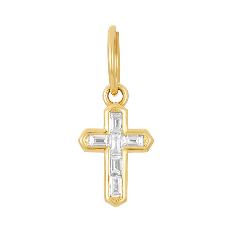 Baguette Diamond Cross Charm-Karen Lazar Design-Karen Lazar Design
