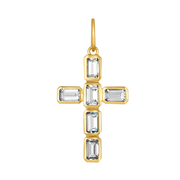 Bezel White Topaz Cross Charm