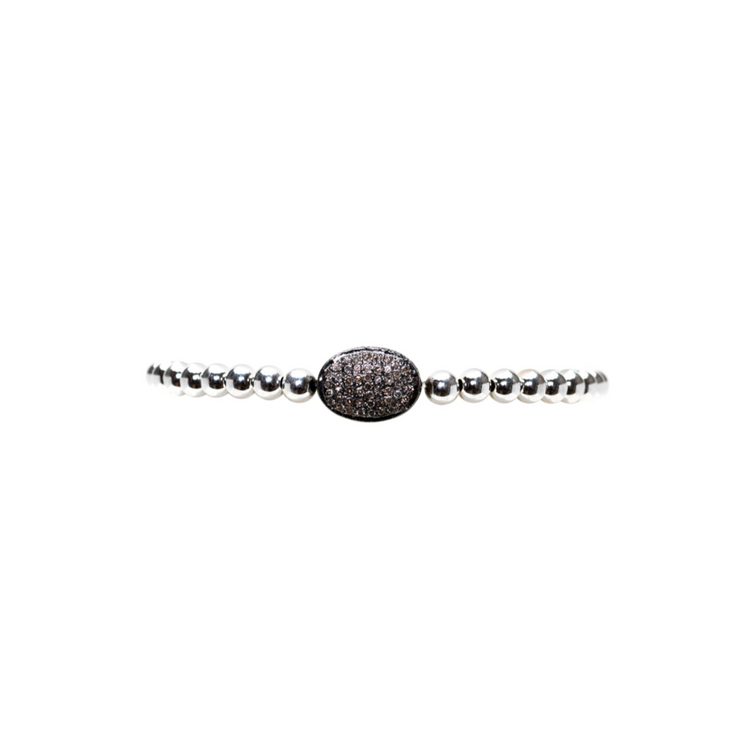 4MM Signature Bracelet with Sterling Silver Oxidized Diamond Bean Gold Filled Bracelet with Diamond