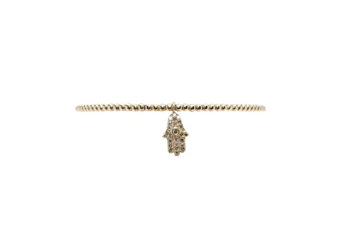 Turquoise Enamel Floral Hamsa Hand Gold Vermeil Chain Bracelet - Gold |  Ebru Jewelry | Wolf & Badger