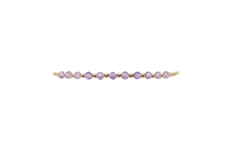 2MM Signature Bracelet with Amethyst Gold Pattern Yellow Gold Filled Bracelet