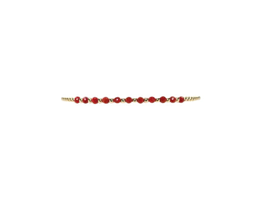2MM Signature Bracelet with Red Coral Gold Pattern Gold Filled Bracelet