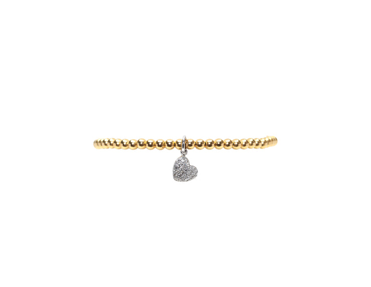 3MM Signature Bracelet with 14K White Gold Diamond Heart Charm-Gold Filled Bracelet with Diamond-Karen Lazar Design-5.75-Yellow Gold-Karen Lazar Design
