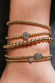 3MM Signature Bracelet With Sterling Silver Oxidized Diamond And Sapphire Evil Eye Yellow Gold Filled Bracelet