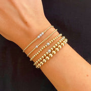 3MM Signature Bracelet with 14K Diamond Bead Gold Filled Bracelet with Diamond