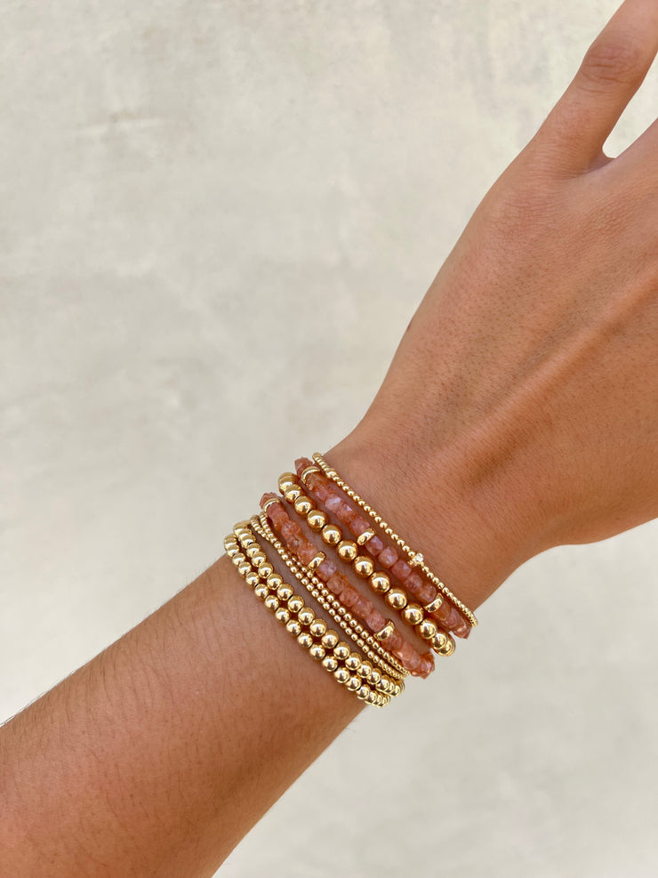 Sunstone and Rondelle Pattern Bracelet Gold Filled Bracelet