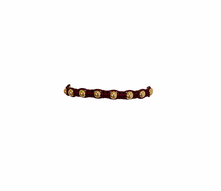 Garnet Macrame Bracelet with Yellow Gold Filled Beads