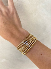 2MM Signature Bracelet with 14K Gold Diamond Bead-Gold Filled Bracelet with Diamond-Karen Lazar Design-5.75-Yellow Gold-Karen Lazar Design