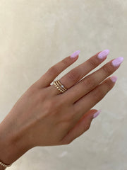 2MM Signature Ring with 14K Pave Diamond Bead-Rose Gold Filled Ring-Karen Lazar Design-3-Yellow Gold-Karen Lazar Design