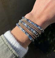 Blue Kyanite and Rondelle Pattern Bracelet Gold Filled Bracelet