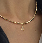 3mm Signature Necklace With Diamond Pave Star Yellow Gold Filled Bracelet with Diamonds