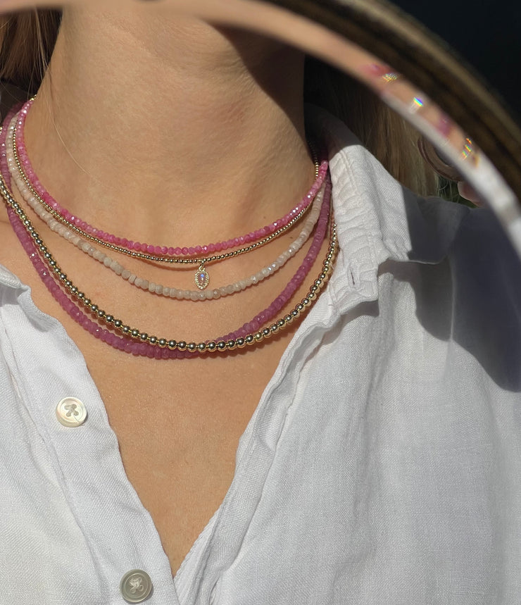 Pink Coated Moonstone Necklace Gemstone Necklace