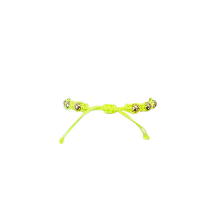Neon Yellow Macrame Bracelet with Yellow Gold Filled Beads Gold Filled Bracelet