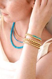 2MM Signature Bracelet with Classic Turquoise-Gold Filled Bracelet-Karen Lazar Design-5.75-Yellow Gold-Karen Lazar Design
