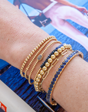 2MM Signature Bracelet with 14K Blue Sapphire Bean-Yellow Gold Filled Bracelet-Karen Lazar Design-5.75-Yellow Gold-Karen Lazar Design