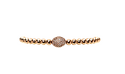 4MM Signature Rose Gold Bracelet with 14K Diamond Bean Gold Filled Bracelet with Diamond