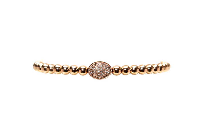 4MM Signature Rose Gold Bracelet with 14K Diamond Bean-Gold Filled Bracelet with Diamond-Karen Lazar Design-5.75-Rose Gold-Karen Lazar Design