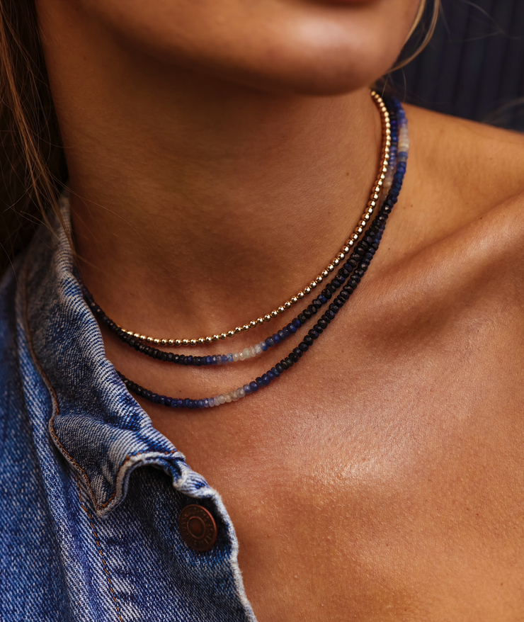 Blue Sapphire Ombré Necklace-Gold Filled Bracelet-Karen Lazar Design-14-16"-Karen Lazar Design