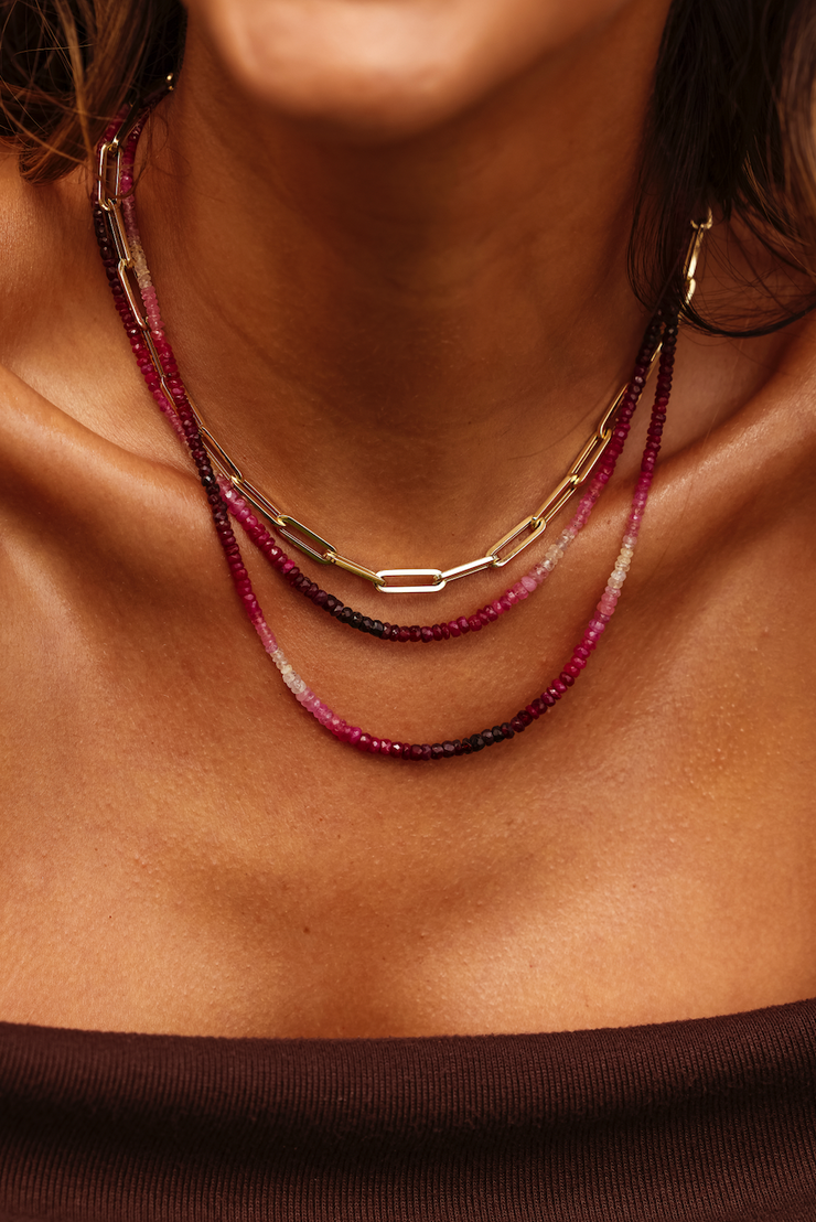 Ruby Ombré Necklace-Gold Filled Bracelet-Karen Lazar Design-14-16"-Karen Lazar Design