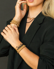 2MM Signature Bracelet with Black Spinel-Yellow Gold Filled Bracelet-Karen Lazar Design-5.75-Yellow Gold-Karen Lazar Design