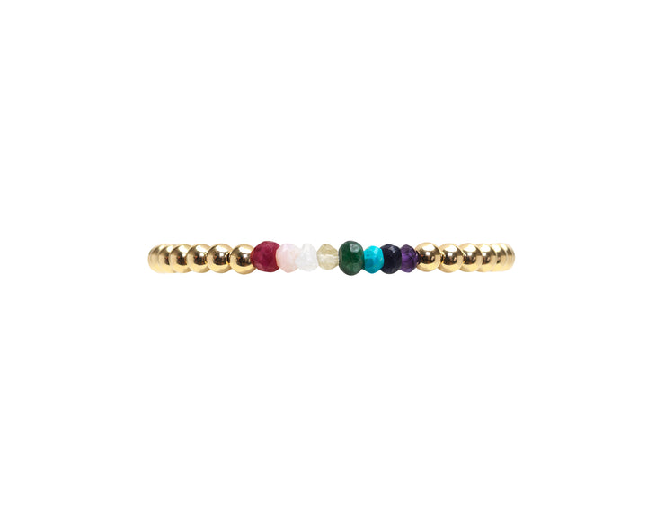 Kids 4MM Yellow Gold Filled Bracelet with Rainbow Pattern